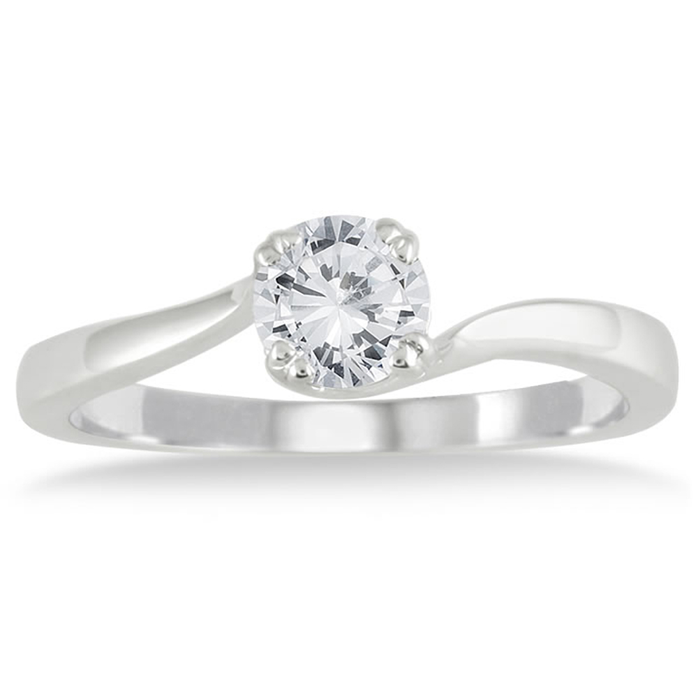 1/2 Carat Diamond Solitaire Engagement Ring in 10K White Gold