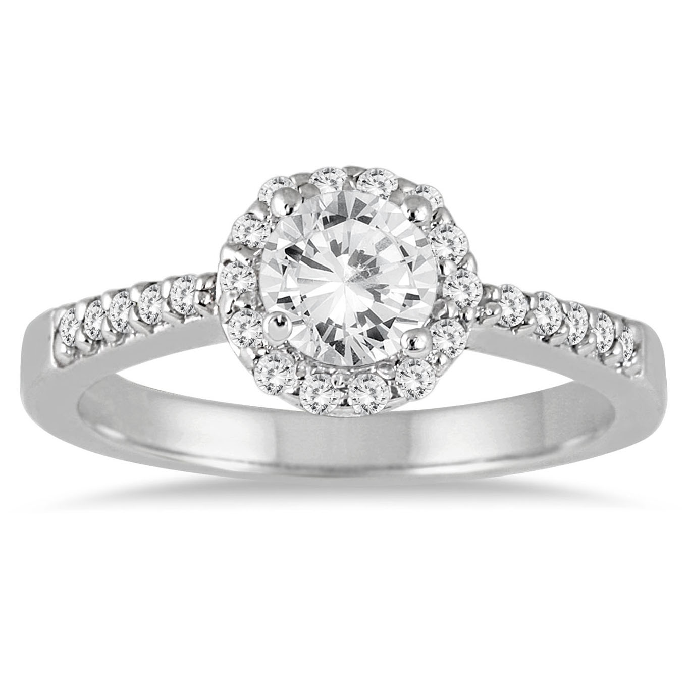 3/4 Carat TW Halo Diamond Engagement Ring in 14K White Gold