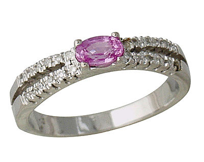 14-kt. Pink Sapphire and Diamond Ring White Gold
