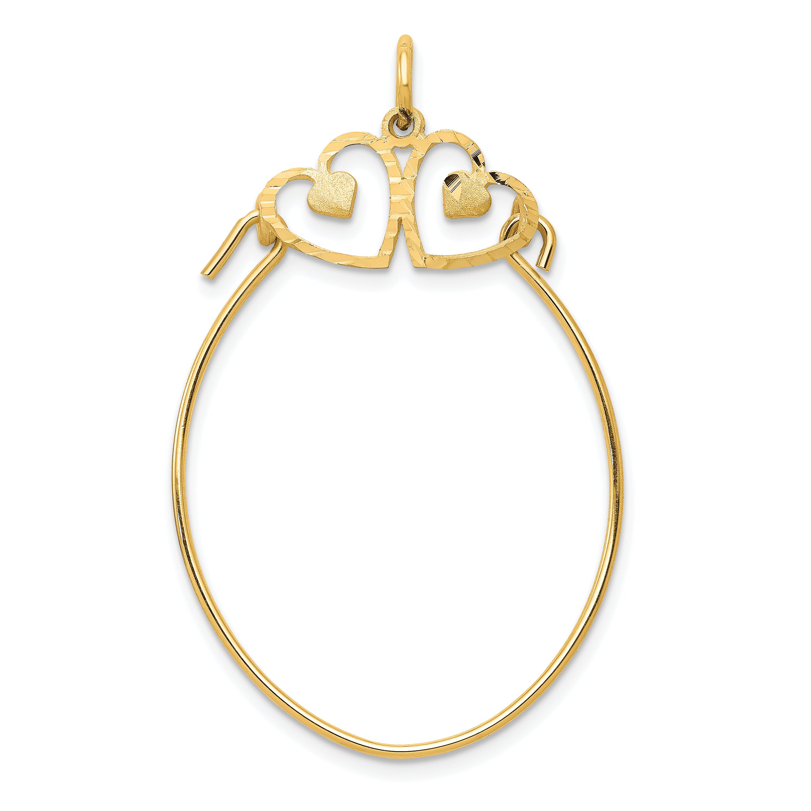Findingking 10K Yellow Gold Double Heart Charm Holder Diamond Cut at Sears.com