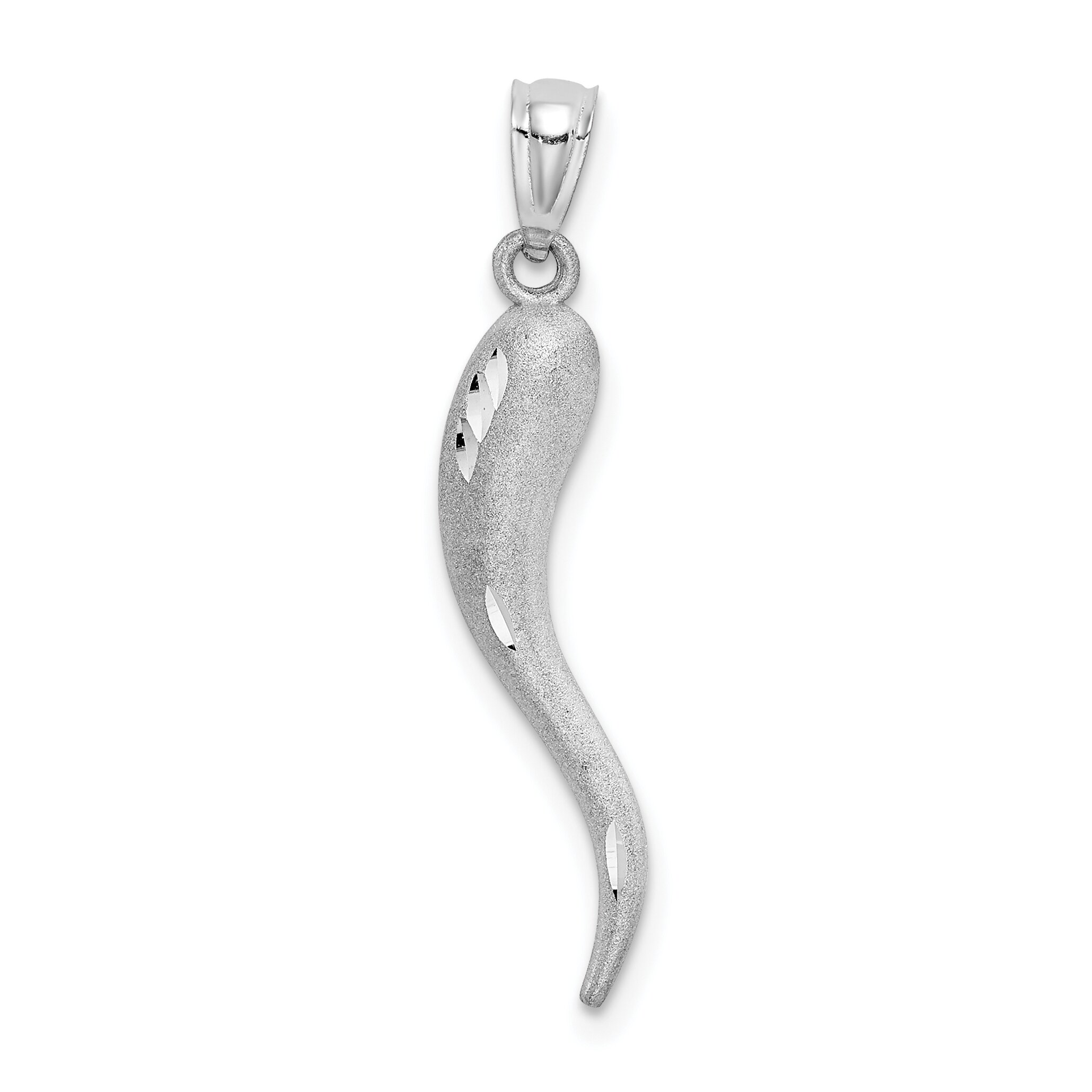 Findingking 14K White Gold Diamond Cut Italian Horn Charm at Sears.com