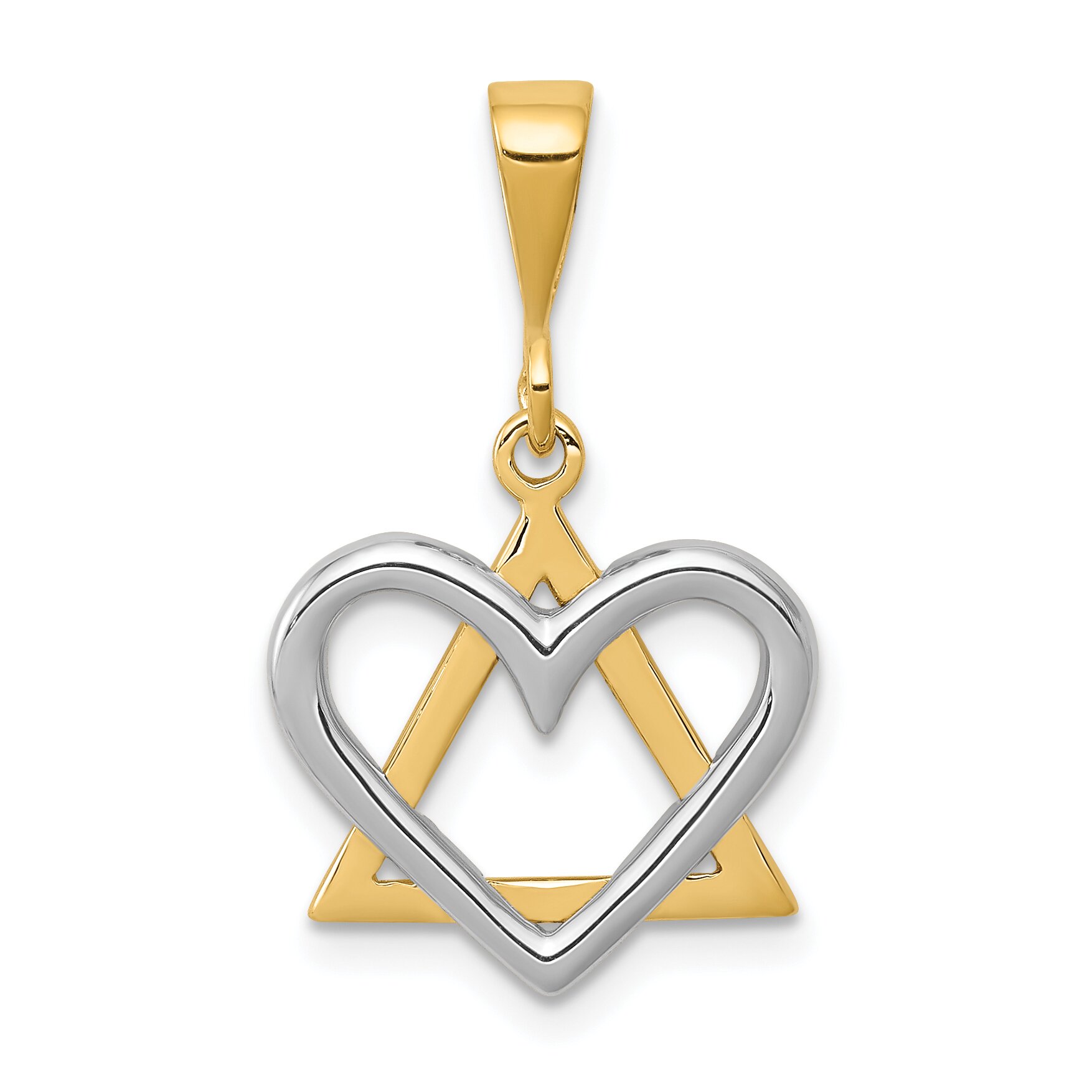 Findingking 14K Two Tone Gold Fancy Star of David Heart Pendant at Sears.com