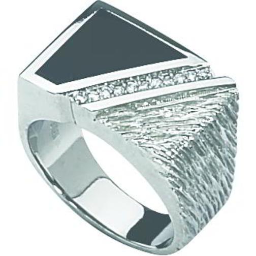 Findingking Sterling Silver 0.1 ct HI Diamond & Onyx Band Sz 9 at Sears.com
