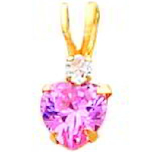 Findingking 14K Gold Pink & White CZ Heart Childrens Necklace 13" at Sears.com