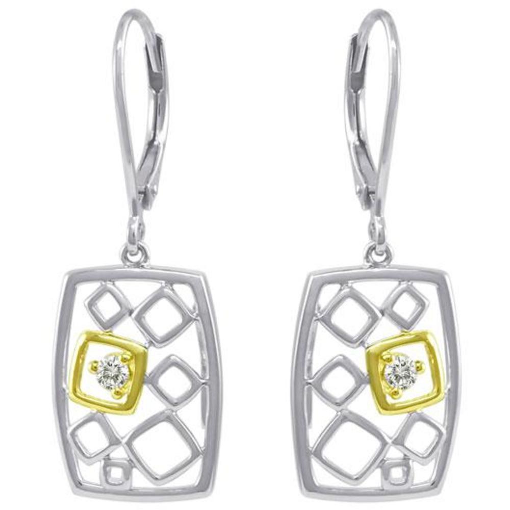 Findingking Sterling Silver 18K Gold 1/10ct Diamond Earrings at Sears.com