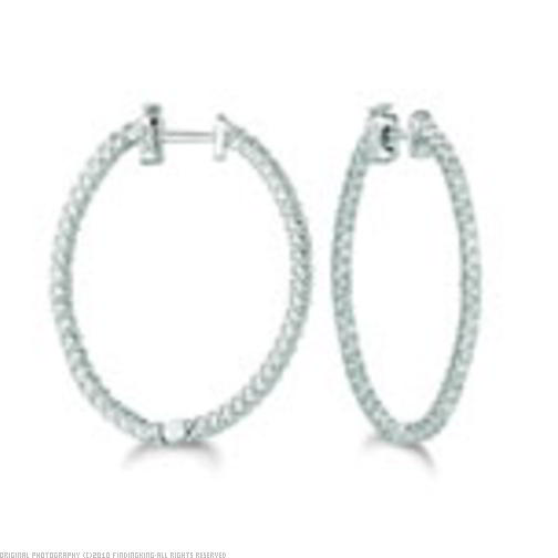 Findingking 14K White Gold HI Diamond Hoop Earrings at Sears.com