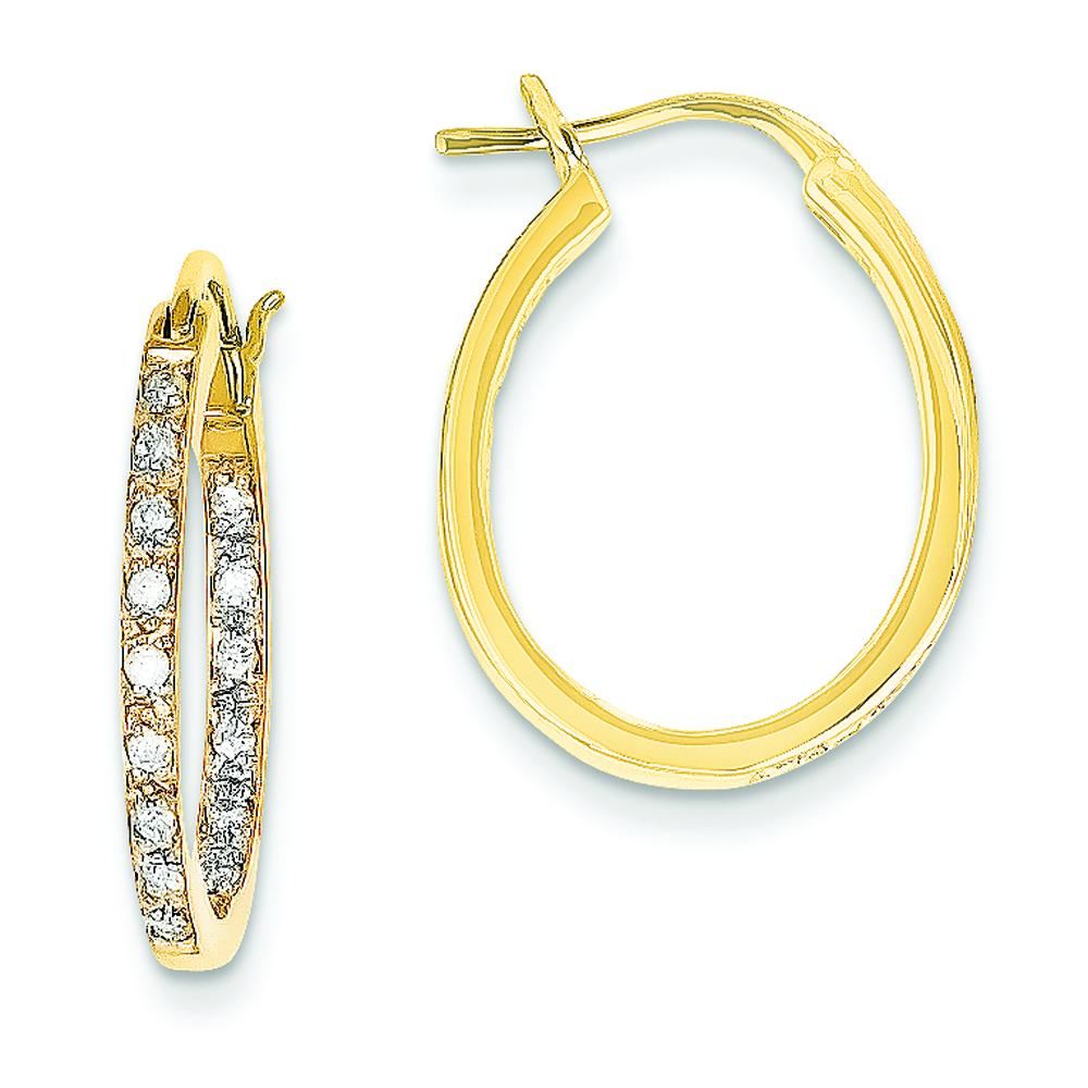 Findingking 14K .33ct Diamond Inside Outside Oval Hoop Earrings at Sears.com