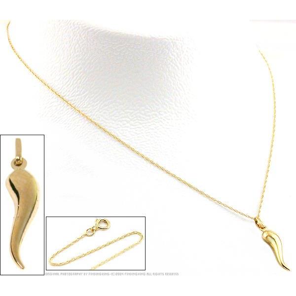 Findingking 14K Yellow Gold Italian Horn Good Luck Charm 14K Chain at Sears.com