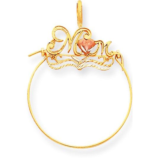 FindingKing 14K Two Tone Gold Mom Charm Holder FindingKing 14K Two Tone Gold Mom Charm Holder