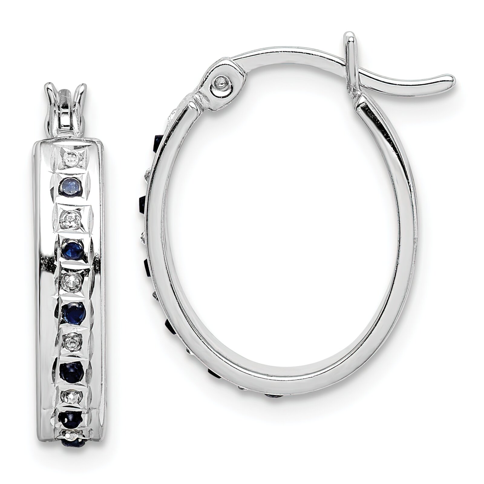 Findingking SS Platinum Plated Diamond & Sapphire Hoop Earrings at Sears.com