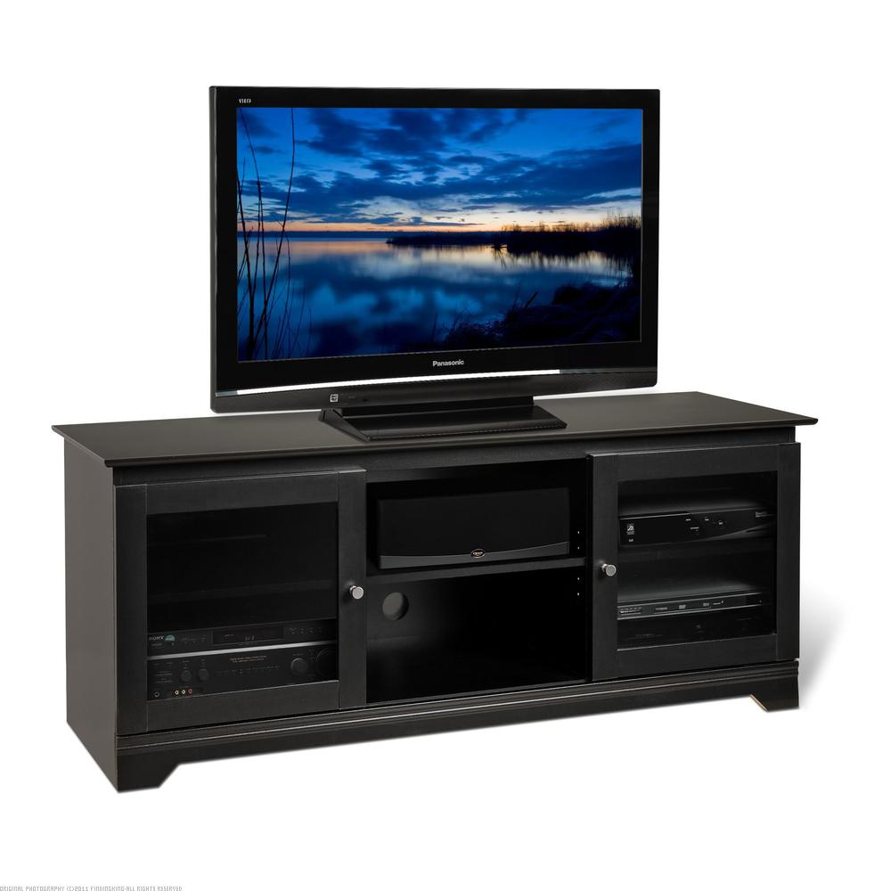 Findingking PrePac Francesca Black 60" Flat Panel LCD/Plasma TV Console w/2 Glass Doors at Sears.com