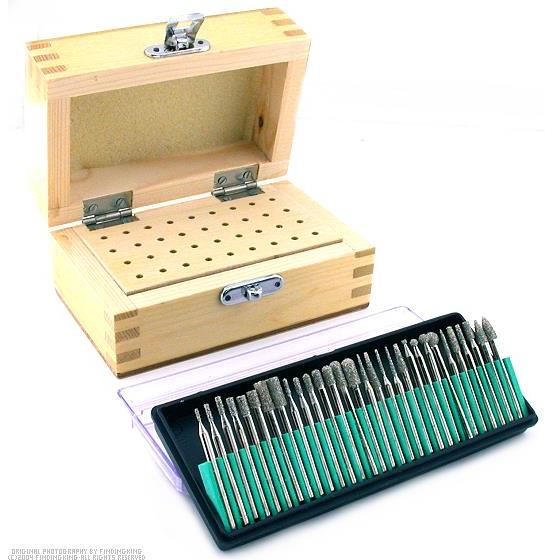 Findingking 30 Diamond Lapidary Burs Wood Box 80 Grit Rotary Tools at Sears.com