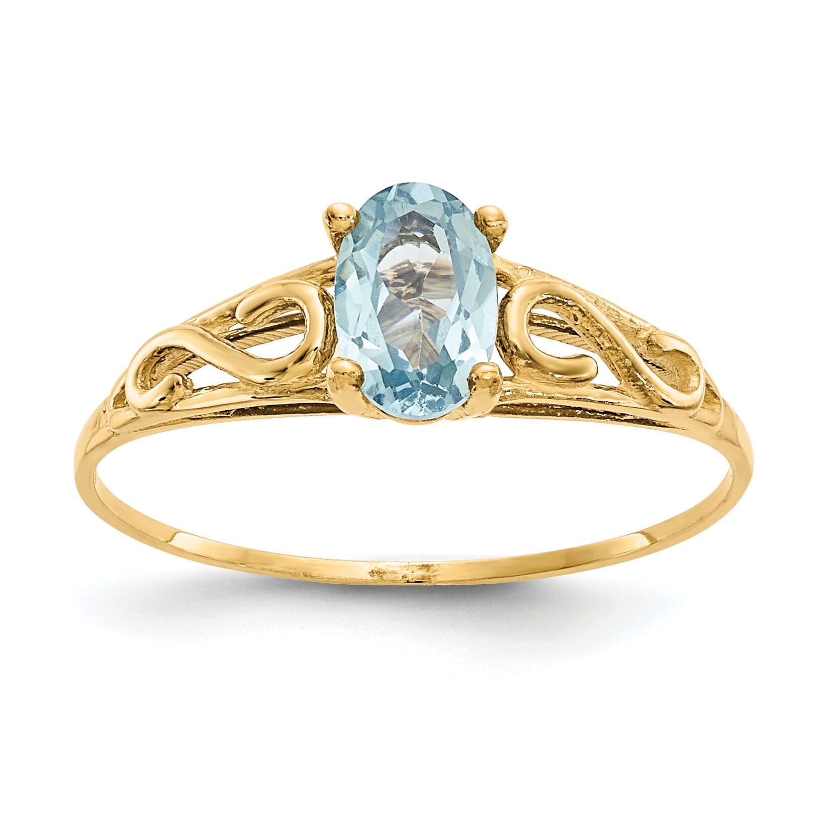 FindingKing 14K Gold Synthetic Aquamarine Childrens Birthstone Ring at Sears.com