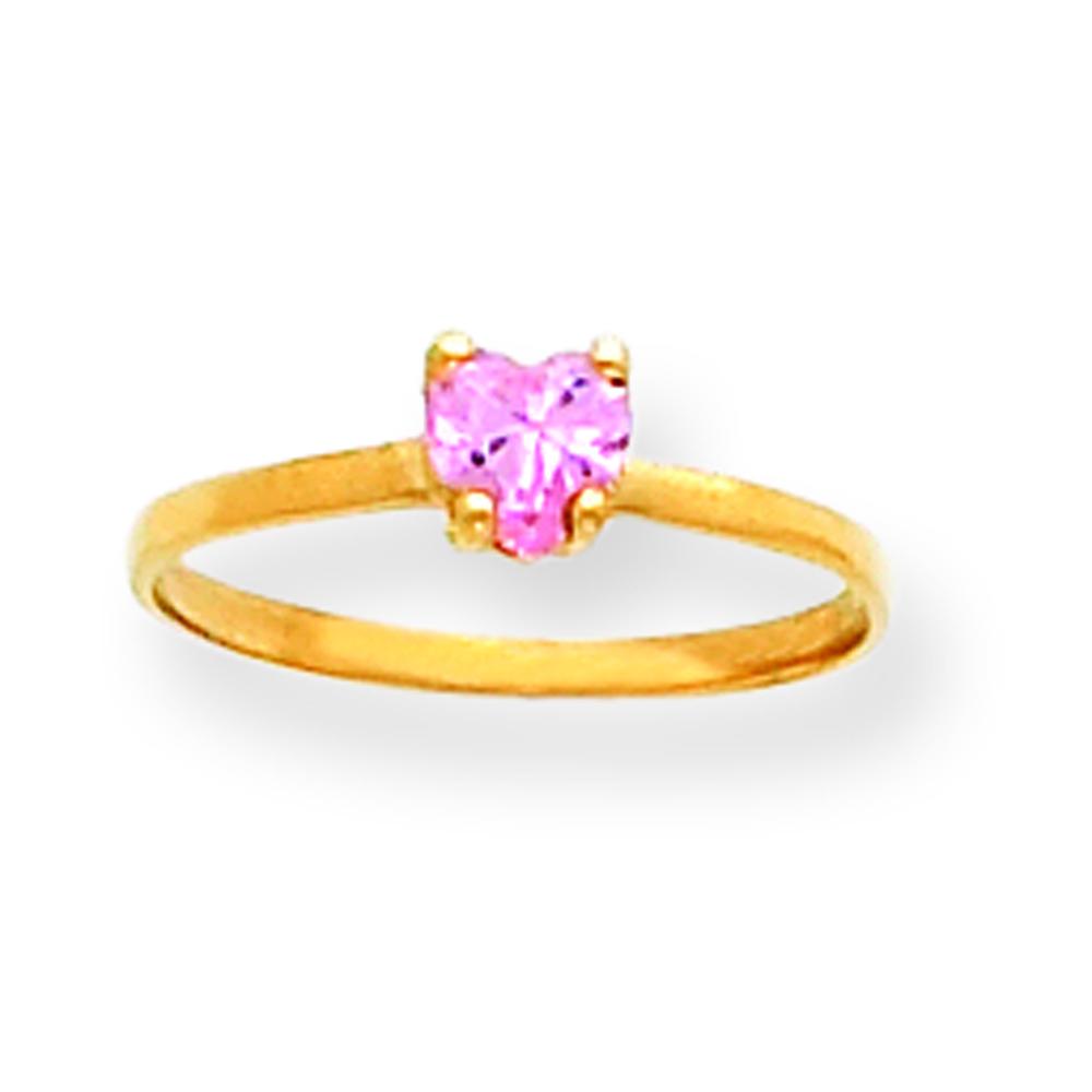 FindingKing 14K Gold 4mm Pink CZ Heart Ring Childrens Jewelry at Sears.com