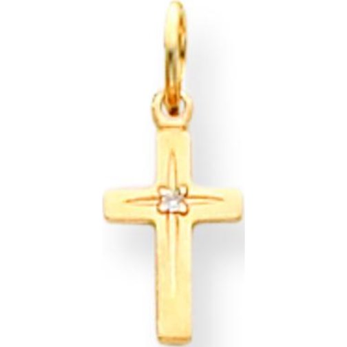 FindingKing 14K Gold Diamond Cross Necklace Childrens Jewelry 15" at Sears.com