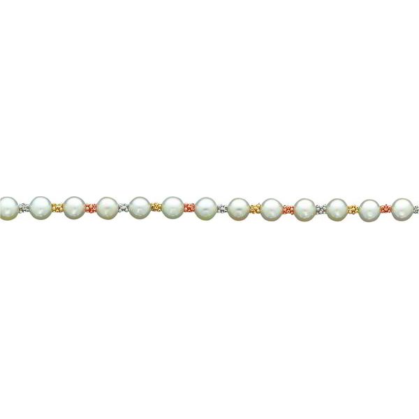FindingKing 14K Tri Color Gold Pearl Beaded Bracelet 7.25" at Sears.com
