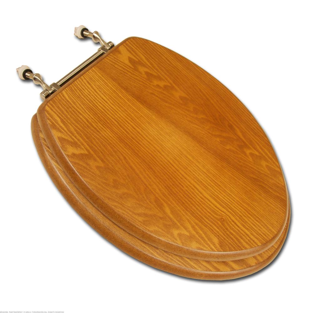 FindingKing Elongated Wood Toilet Seat w/Nickel Hinges Dark Oak at Sears.com