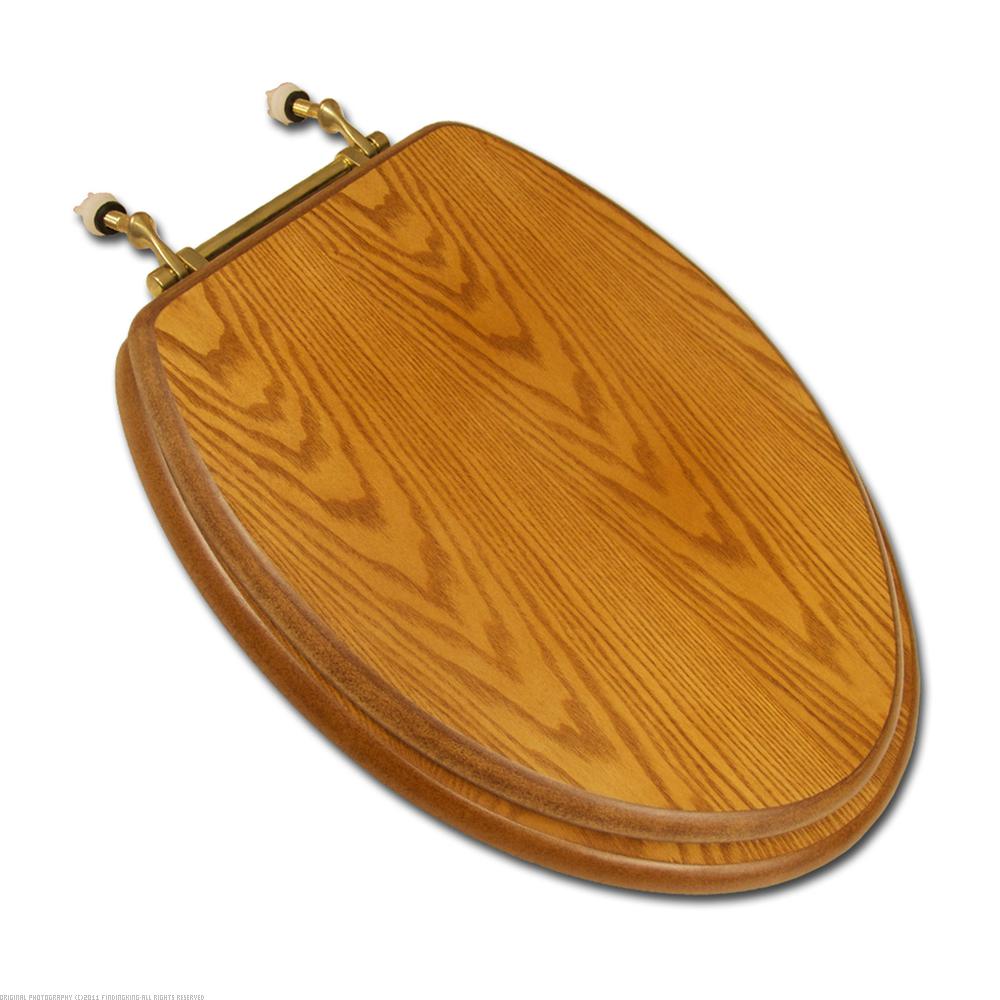 FindingKing Elongated Wood Toilet Seat w/Brass Hinges Dark Oak at Sears.com
