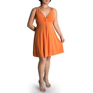 EVANESE Evanese Women's Plus Size Short V-neck Dress EVANESE Evanese Women's Plus Size Short V-neck Dress