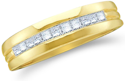 Showman Jewels 14k Yellow Gold  Channel Invisible Set Princess Cut Mens Diamond Wedding Ring Band 6mm (1/2 cttw) at Sears.com
