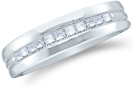 Showman Jewels 14k White Gold  Channel Invisible Set Princess Cut Mens Diamond Wedding Ring Band 6mm (1/2 cttw) at Sears.com
