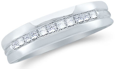 Showman Jewels 14k White Gold  Channel Invisible Set Princess Cut Mens Diamond Wedding Ring Band (1.0 cttw) at Sears.com
