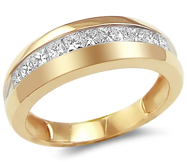 Showman Jewels 14k Yellow Gold  Channel Invisible Set Princess Cut Mens Diamond Wedding Ring Band (1.0 cttw) at Sears.com