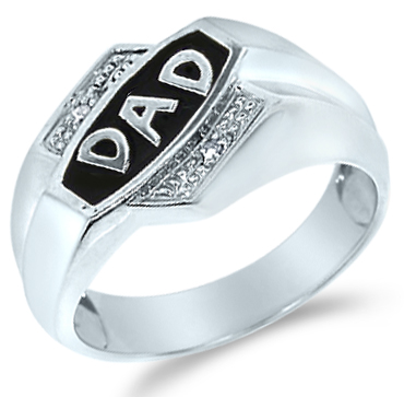 Showman Jewels 10k White Gold Black Onyx DAD Fathers Day Pave Set Round Cut Mens Diamond Wedding Ring Band 13mm (.01 cttw) at Sears.com