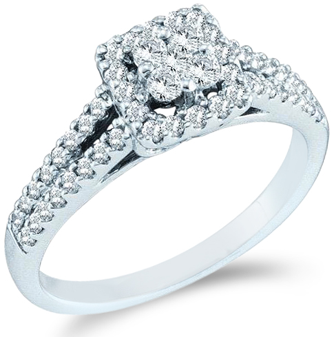 Showman Jewels 14k White Gold Diamond Engagement Invisible Set Halo Round Brilliant Cut Diamond Ring 6mm (1/2 cttw) at Sears.com