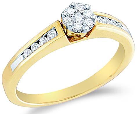 Showman Jewels 10k Yellow Gold Diamond Engagement Invisible Set Flower Shape Center Round  Cut Diamond Ring 5mm (1/4 cttw) at Sears.com