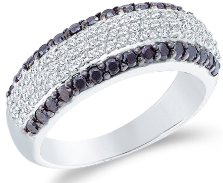 Showman Jewels 14k White Gold Black and White Diamond Round Cut Womens Diamond Wedding Anniversary Ring Band (.97 cttw) at Sears.com