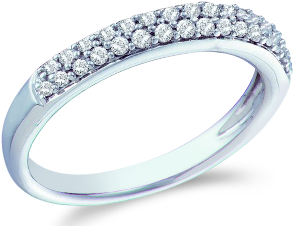 Showman Jewels 14k White Gold Round Cut Diamond Two Row Wedding or Anniversary Ring Band (1/4 cttw, G - H Color, I1 Clarity) at Sears.com