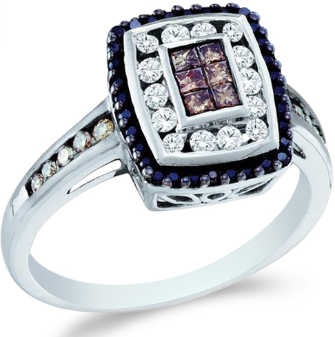 Showman Jewels 14k White Gold Black, Brown Chocolate & White Diamond  Womens Diamond Engagement Wedding Ring Band (1/2 cttw) at Sears.com