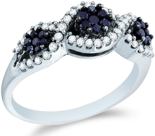 Showman Jewels 14k White Gold Black and White Diamond 3 Stone Style Diamond Engagement Wedding Ring Band (1/2 cttw) at Sears.com