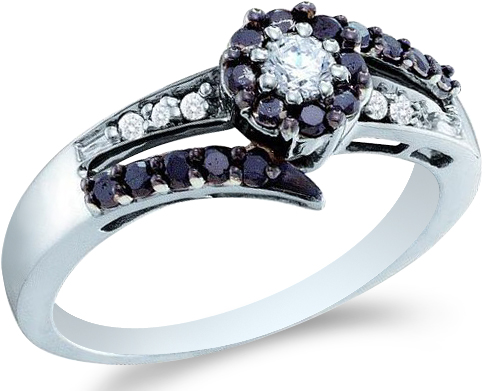 Showman Jewels 14k White Gold Black n White Diamond  Style Side Stones Round Cut Diamond Engagement Wedding Ring Band (1/2 cttw) at Sears.com
