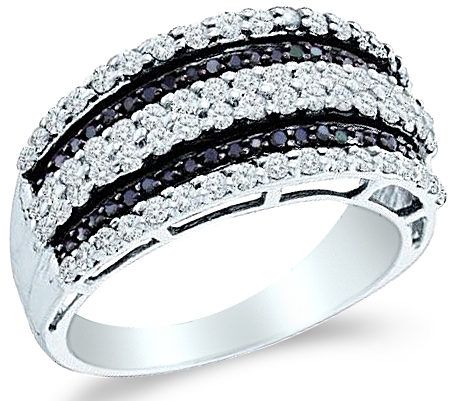 Showman Jewels 14k White Gold Black and White Diamond Round Cut Womens Diamond Wedding Anniversary  Ring Band (.83 cttw) at Sears.com