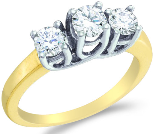 Showman Jewels Solid 14k Yellow Gold 3 Three Stone Round Cut Diamond Engagement or  Ring Set in White Gold Prongs (1.0 cttw) at Sears.com
