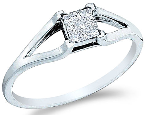 Showman Jewels 14k White Gold Channel Invisible Set Solitaire Style Princess Cut Diamond Engagement Ring (1/8 cttw) at Sears.com