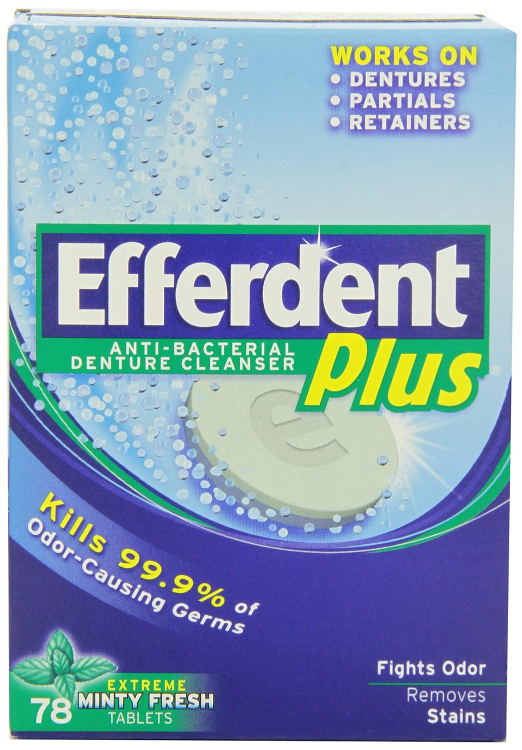 UPC 814832010058 product image for Efferdent Plus Anti-bacterial Denture Cleanser, Minty Fresh, 78 Count | upcitemdb.com