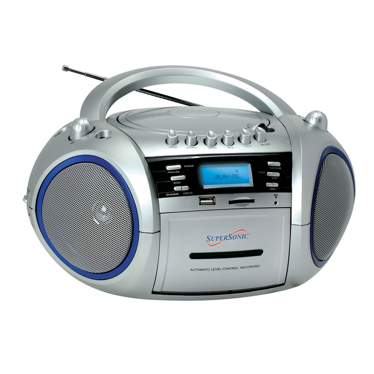 Supersonic SC-183UM Portable MP3/CD/WMA Player, Cassette Recorder, AM/FM Radio with USB/SD/MMC Inputs at Sears.com