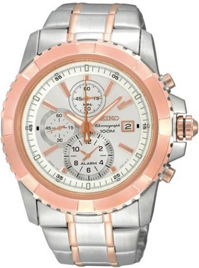 Seiko Men Seiko SNAE08  Two Tone Stainless Steel Alarm Chronograph Silver Dial at Sears.com
