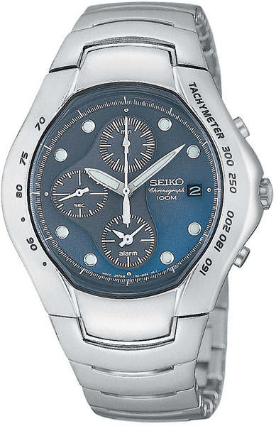 Seiko Men Seiko SNA065  Stainless Steel Alarm Chronograph Blue Dial at Sears.com