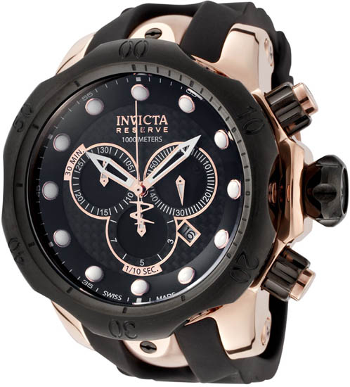 Invicta Men Invicta 361 Reserve Rose Gold Tone Reserve Vemon Swiss Quartz Black Dial 100 at Sears.com