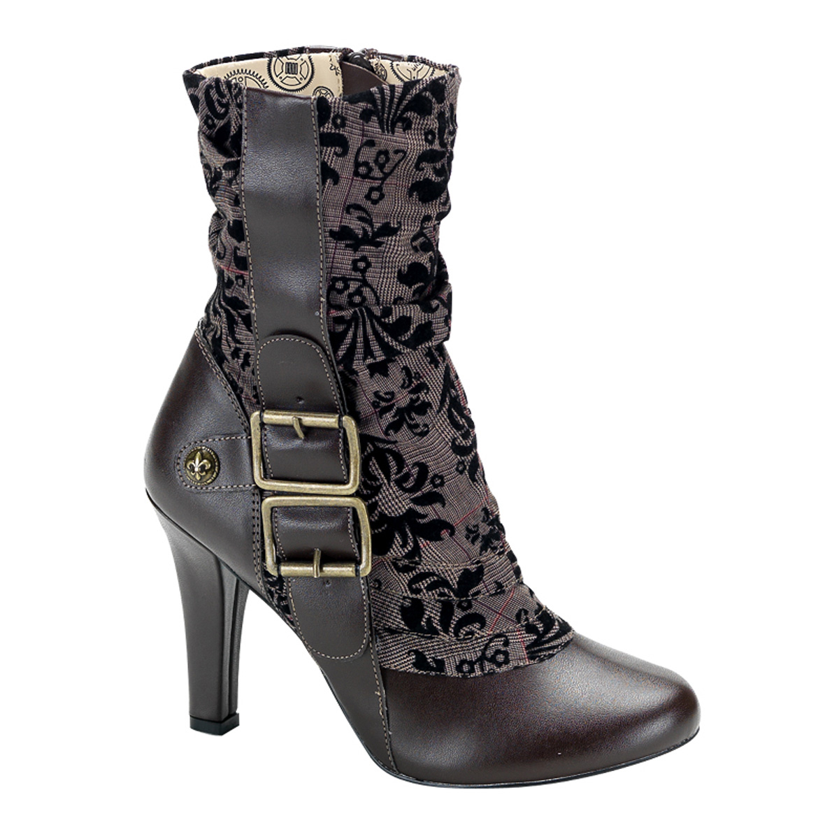 Demonia Steampunk Tweed Calf Boot
