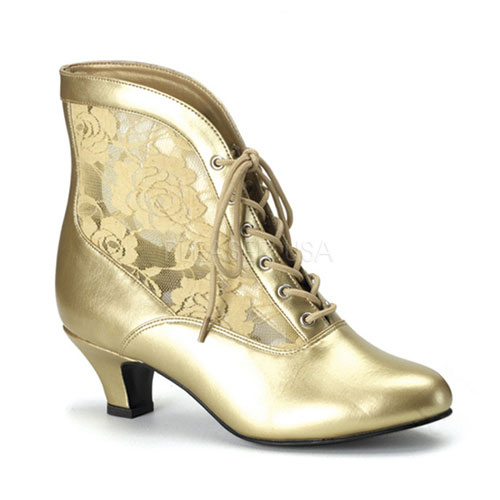 Funtasma Gold Pu-lace Victorian Ankle Boot, 2