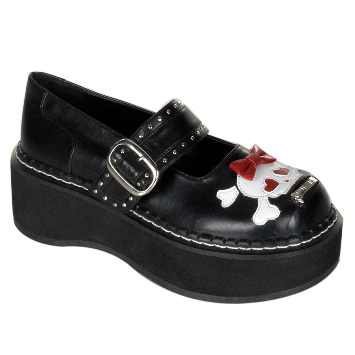 DEMONIA 2" P/F Blk Pu M/J Shoe W/Bow Skull Hea at Sears.com