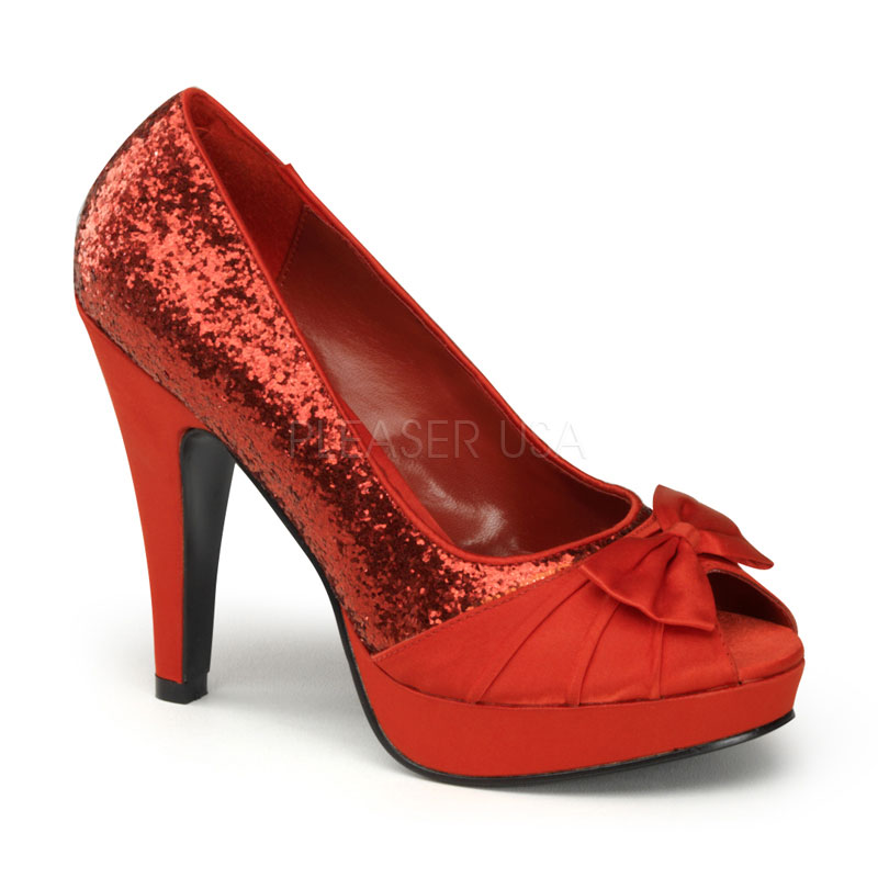 PINUP COUTURE 4 1/2" Heel, 1" P/F Open Toe Pump W/ Bow Detail At Toe at Sears.com