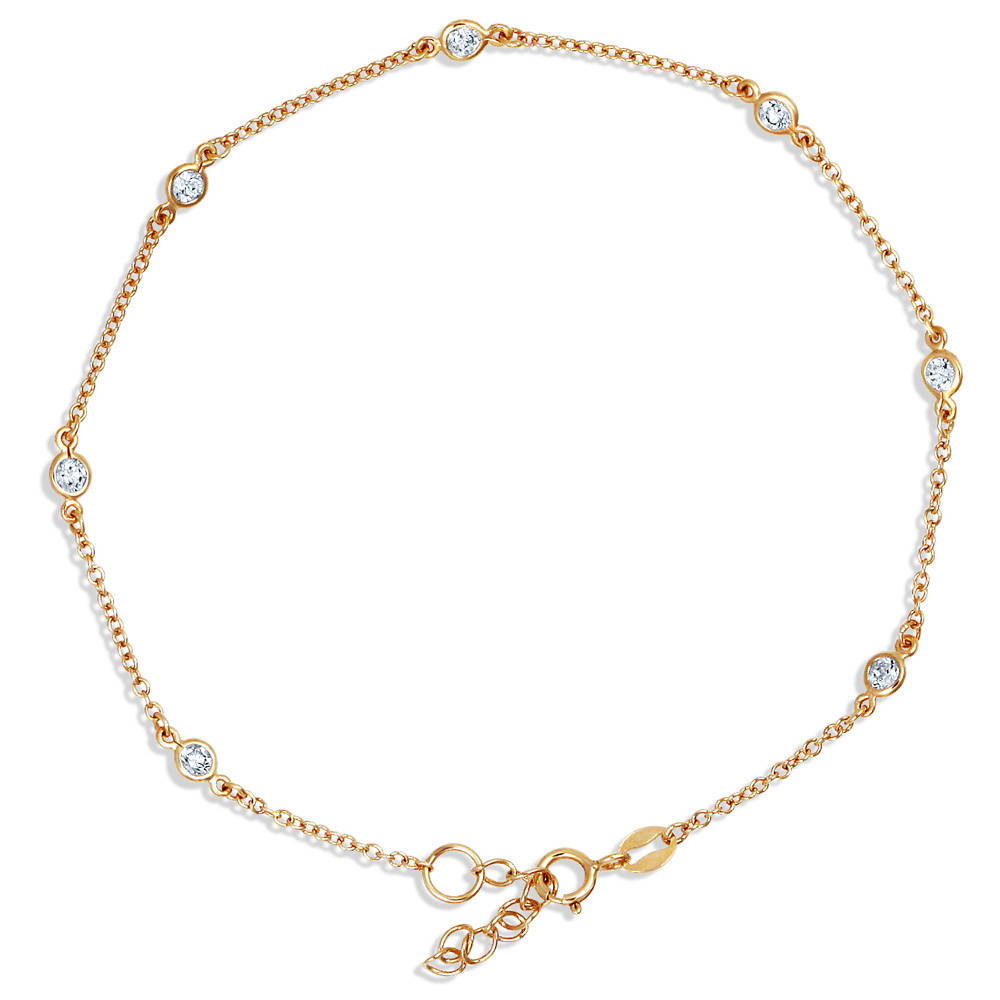 BERRICLE 14K Gold Vermeil Cubic Zirconia CZ By The Yard  Anklet Bracelet - Jewelry Gift for Birthday, Anniversary, Graduation at Sears.com