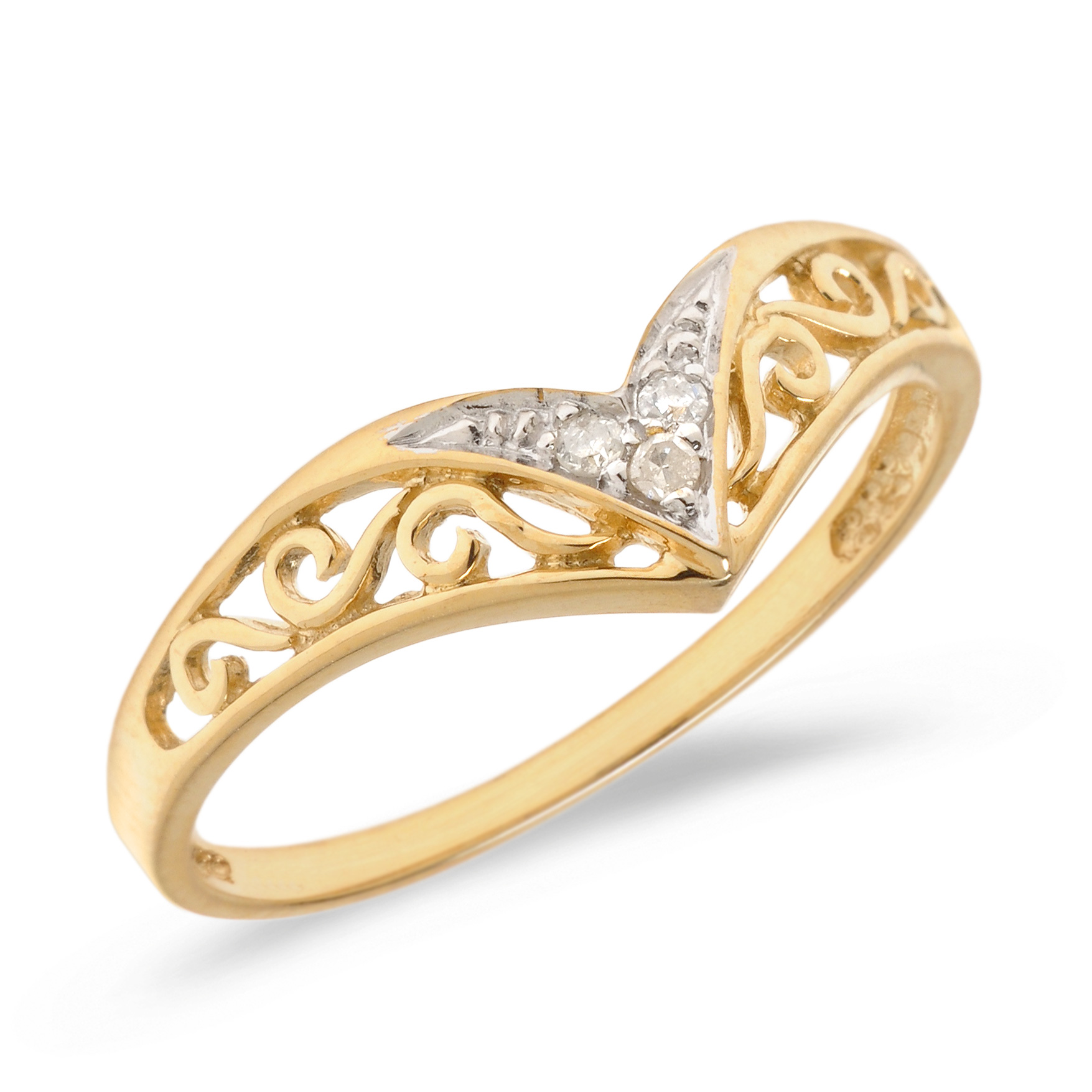 Birthstone Company 14K Yellow Gold Diamond Chevron Ring Birthstone Company 14K Yellow Gold Diamond Chevron Ring