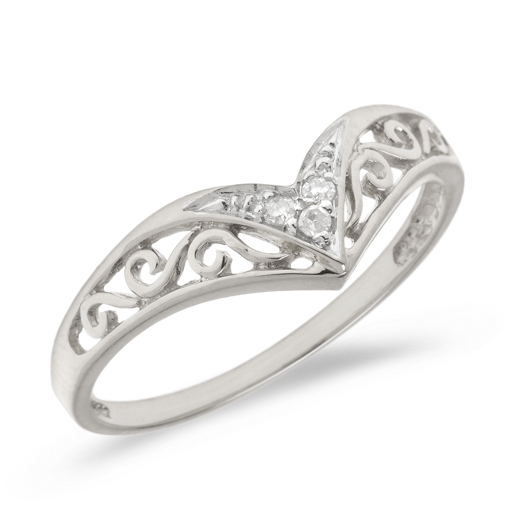Birthstone Company 10K White Gold Diamond Chevron Ring Birthstone Company 10K White Gold Diamond Chevron Ring
